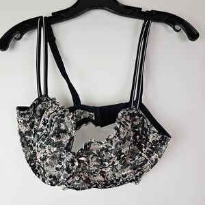 Chantelle Black Pink Lace Underwire Bra Size 36DD‎